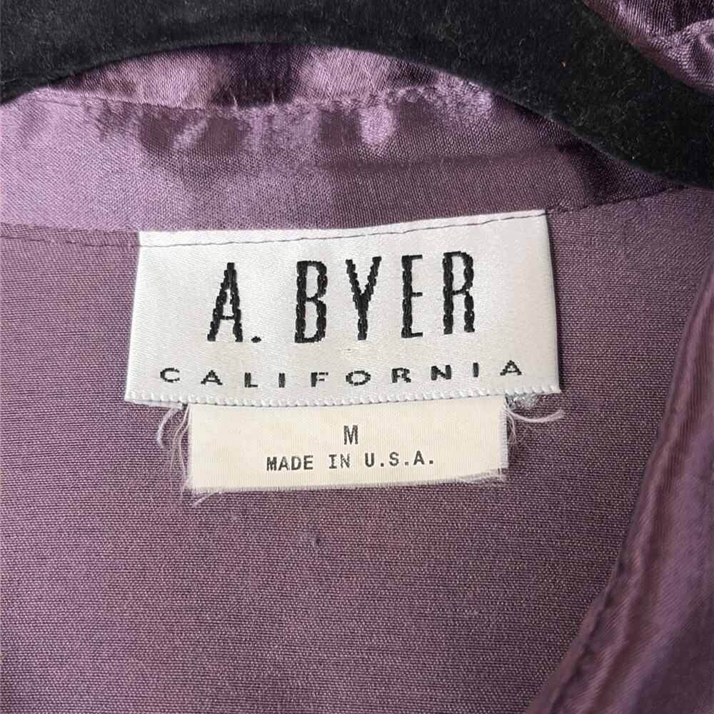 Vintage A Byer Purple Silky Blouse Made USA Acetate Rayon Blend Womens Size MED - Picture 6 of 8
